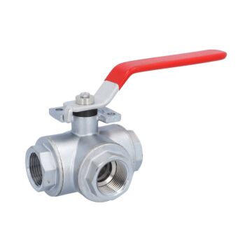 3-way ball valve 1 ", PN20, brass / PTFE FKM, L-bore, sealed on all