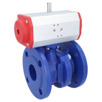 Kugelhahn-TF, DN50, mit Antrieb-ED, ED63 GGG-40/Ms-hartverchromt, PTFE/NBR, doppeltwirkend