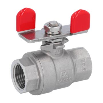 Kugelhahn, PN64, Edelstahl/PTFE 2-teilig, Innengewinde, Flügelgriff