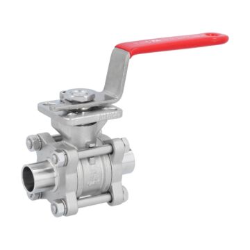 Ball valve-ZA, DN15, with handle set, st. steel/PTFE-FKM, butt welded acc. DIN11850-R2
