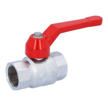 Ball valve 3/4 ", PN40, brass / PTFE FKM Female, full bore, hand lever = red