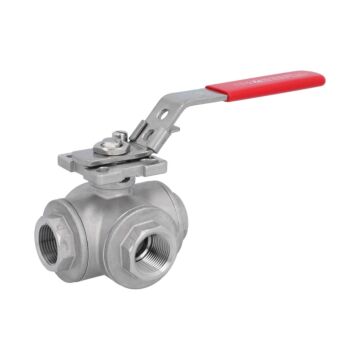 3-Wege Kugelhahn 3/4"-DIN2999, voller Durchgang L-Bohrung, Edelstahl 1.4408/PTFE-FKM, ISO5211,PN63