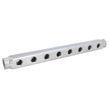 Verteiler Edel. 1"-8 Abgänge beidseitig, 1/2"Innen PN10, Achsabstand 50mm, max. Temp.: +100°C