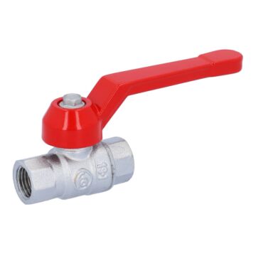 Ball valve 1/4 ", PN40, brass / PTFE FKM Female, full bore, hand lever = red