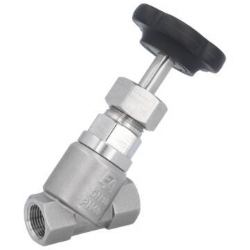 Angle seat valve 3/8", PN40 stainless steel 1.4408/PTFE