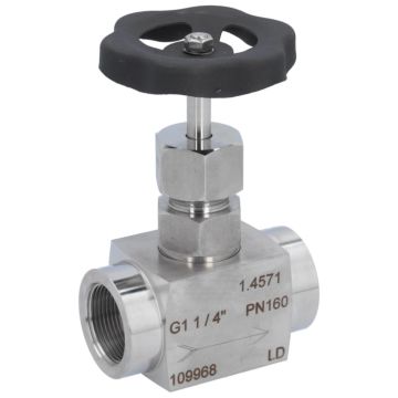 Needle valve 11/4", PN160, Stainless steel 1.4571 / PTFE