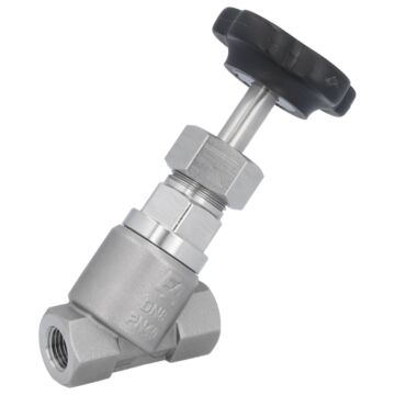 Angle seat valve 1/4", PN40 stainless steel 1.4408/PTFE