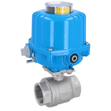 Kugelhahn MU, 11/4", mit Antrieb NE03 Edelstahl/PTFE-FKM, 230V 50Hz, Laufzeit 12sek.