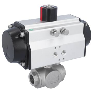 Ball valve BD, 3/4", with actuator-OE, SR75 Stainless steel/PTFE-FKM, L-bore, spring return