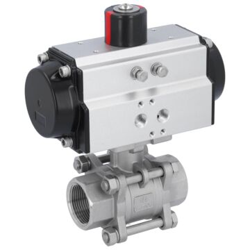 Kugelhahn, PN16, Antrieb OD, Edelstahl/PTFE-FKM Innengewinde, pneumatisch, doppeltwirkend