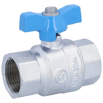 Ball valve 3/4 ", PN40, brass / PTFE FKM, Female, full bore, butterfly handle