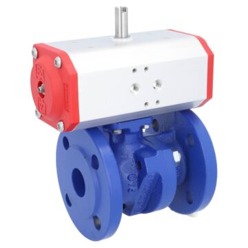 Kugelhahn-TF, DN25, mit Antrieb-ED, ED55 GGG-40/Ms-hartverchromt, PTFE/NBR, doppeltwirkend