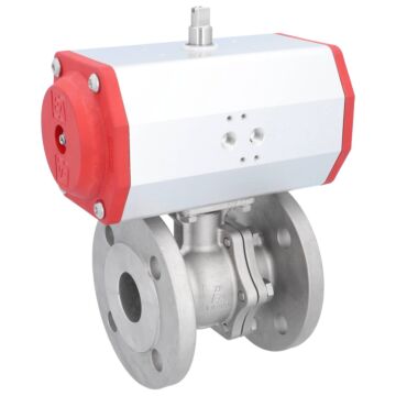 Kugelhahn, PN16, Antrieb EE Edelstahl/PTFE-FKM, pneumatisch, federrückstellend