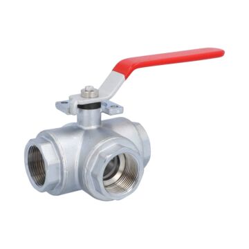 3-way ball valve 11/4 ", PN20, brass / PTFE FKM, T-bore, sealed on all