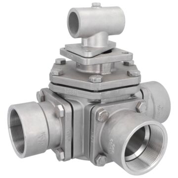 3-Wege Kugelhahn 21/2", PN40, T-Bohrung Edelst.1.4408/PTFE/FKM, ISO5211