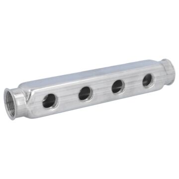 Verteiler Edel. 1"-4 Abgänge beidseitig, 1/2"Innen PN10, Achsabstand 50mm, max. Temp.: +100°C