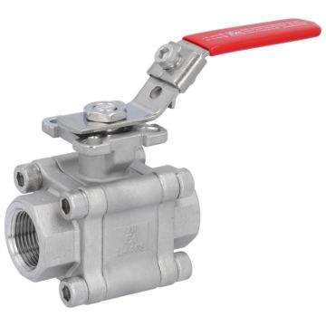 Ball valve 3/4 ", PN100, 1.4408 / PTFE-GF, Female, full bore, ISO5211