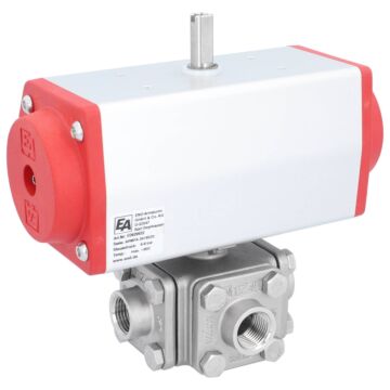 Kugelhahn-ZD, 1/2", m. Antrieb-EE, EW63 Ed1.4408/PTFE-FKM,T-Bohrung,federrückst.