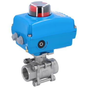 Kugelhahn, PN16, Antrieb NE, Edelstahl/PTFE-FKM Innengewinde, elektrisch betätigt