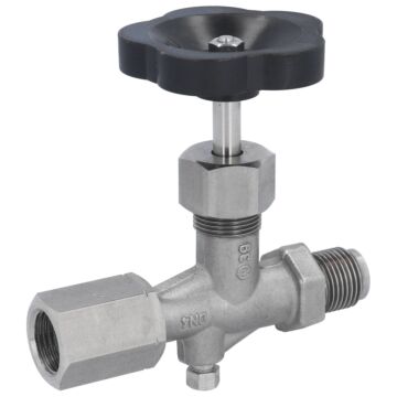 Manometer-Absperrventil, 1/2", PN400 1.4571, Muffe-Zapfen, mit Handrad