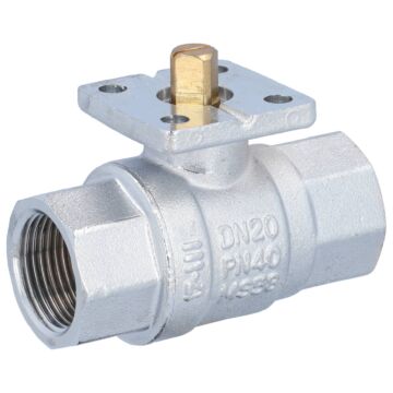 Kugelhahn 3/4", PN40, Messing/PTFE-FKM Flansch für Antrieb, voller Durchgang