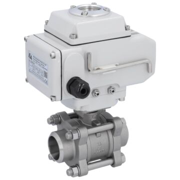 Kugelhahn, PN16, Antrieb LE, Edelstahl/PTFE-FKM Anschweißende, elektrisch betätigt, hohlraumarm