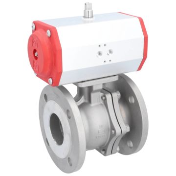 Ball valve ZP, DN65,with Drive-ED, DW85, stainless steel1.4408 / PTFE FKM, double-acting