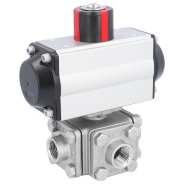 Kugelhahn-ZD, 1/2", mit Antrieb-OD, DW50 Edelst. 1.4408/PTFE-FKM, T-Bohrung, doppeltwirkend