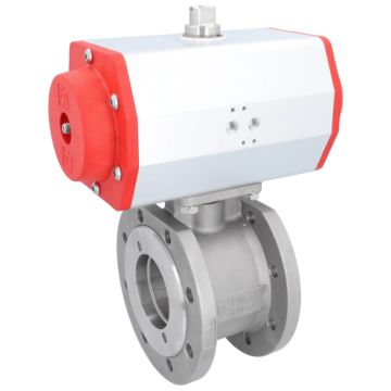 Ball valve ZK, DN100, with drive-EE, EW165, stainless steel1.4408 / PTFE FKM, spring return