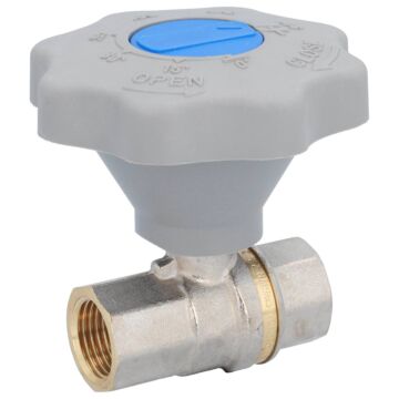 2-way ball valve 1/2 ", DIN-DVGW for drinking wate, brass / PTFE-NBR and with hand wheel. Transmission