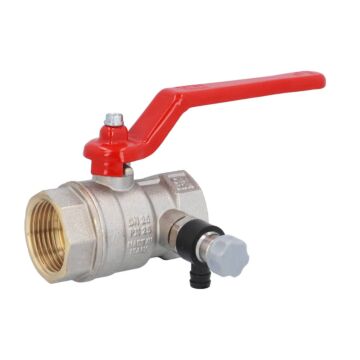 Ball valve 1 "PN25, brass / PTFE-NBR, Female, with emptying