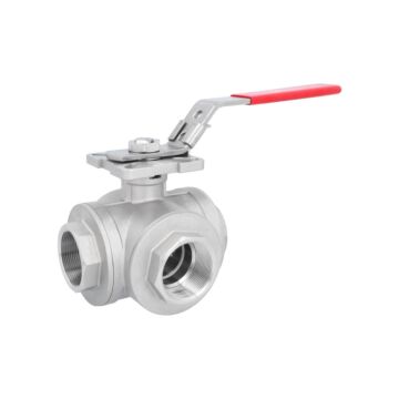 3-Wege Kugelhahn 2"-DIN2999, voller Durchgang L-Bohrung, Edelstahl 1.4408/PTFE-FKM, ISO5211,PN63