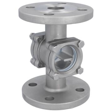 Schauglas DN32, Edelstahl CF8M/PTFE, EN558-28-F1 Deckelscheibe: bruchsicheres Glas (ESG), PN16