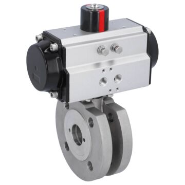Kompakt-Kugelhahn, PN16, Antrieb OE Stahl/PTFE-FKM, pneumatisch, federrückstellend