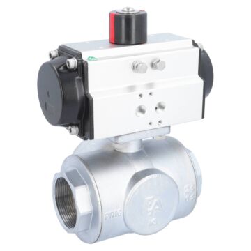 Ball valve-TN, 2 ", with drive-OD, DW65, brass/PTFE-FKM, T-bore, double-acting