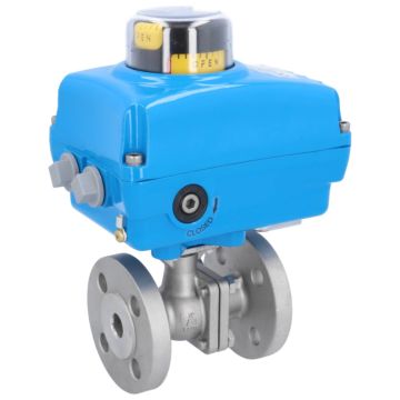 Ball valve ZP, DN15, with drive NE05, 230V AC, Stainless steel 1.4408, PTFE FKM, running time app