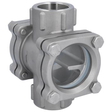 Schauglas G11/2", Edelstahl CF8M/PTFE, EN558-28-F1 Deckelscheibe: bruchsicheres Glas (ESG), PN16