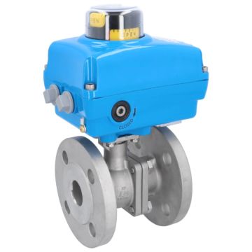 Ball valve ZP, DN32, with drive NE05, stainless steel1.4408 / PTFE FKM, 230V 50Hz, run-t