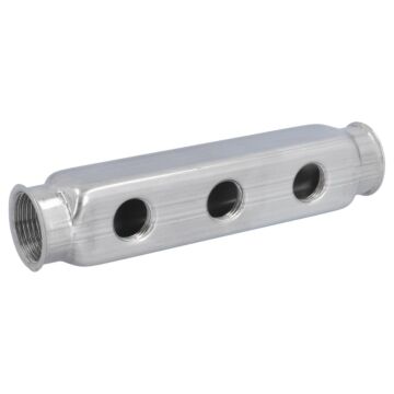 Verteiler Edel. 1"-3 Abgänge beidseitig, 1/2"Innen PN10, Achsabstand 50mm, max. Temp.: +100°C