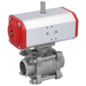 Kugelhahn, PN16, Antrieb ED, Edelstahl/PTFE-FKM Anschweißende, pneumatisch, doppeltwirkend