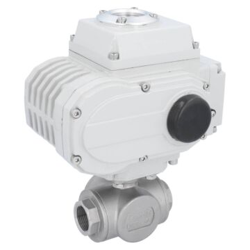 Kugelhahn-BD, 3/4", Antrieb LE05, voller Durchgang Ed./PTFE-FKM, T-Bohrung, 230V 50Hz, Laufzeit 20sek
