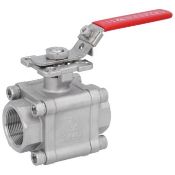 Ball valve 11/2 ", PN100, 1.4408 / PTFE-GF, Female, full bore, ISO5211