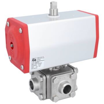 Ball valve ZD, DN20,with Drive-EE, EW70, Ed1.4408 / PTFE FKM, L-bore spring provision