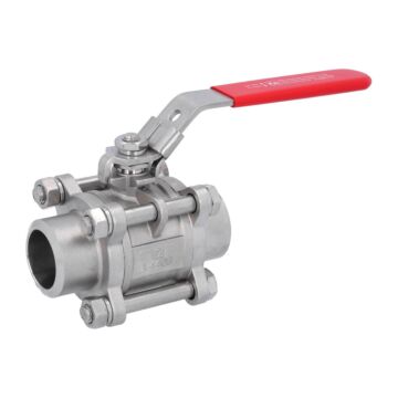 Kugelhahn, PN40 bis PN64, Edelstahl/PTFE 3-teilig, Anschweißende