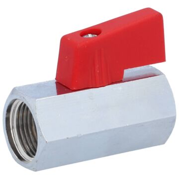 Mini-Kugelhahn, PN15, Messing/PTFE-NBR Innengewinde, Griff rot