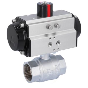 Kugelhahn KA 11/2", mit Antrieb OE75 Messing/PTFE-FKM, federrückstellend