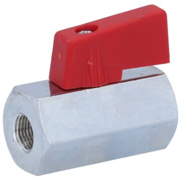 Mini ball valve 1/8", brass/PTFE-NBR, PN15, female thread, red handle