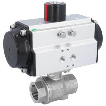 Kugelhahn, DIN-DVGW W570-1, PN10, Antrieb OE Edelstahl/PTFE-EPDM, pneumatisch, federrückstellen