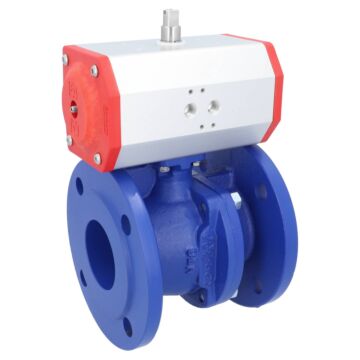 Kugelhahn-TF, DN65, mit Antrieb-ED, ED70 GGG-40/Edelstahl, PTFE/NBR, doppeltwirkend