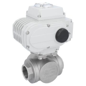 Kugelhahn-BD, 11/4", Antrieb LE05,voller Durchgang Ed./PTFE-FKM, T-Bohrung, 24V DC, Laufzeit 20sek